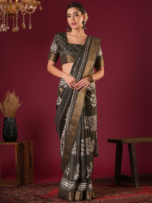Sareemall Printed Chinnalapattu Silk Blend Saree(Light Green)