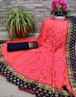 MAA CREATION Embellished Assam Silk Silk Blend Saree(Multicolor)