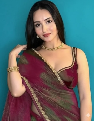 Vragi Embellished Bollywood Chiffon Saree(Purple)