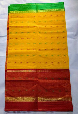 Maa saroda saree Ghar Self Design Tant Pure Cotton Saree(Yellow)