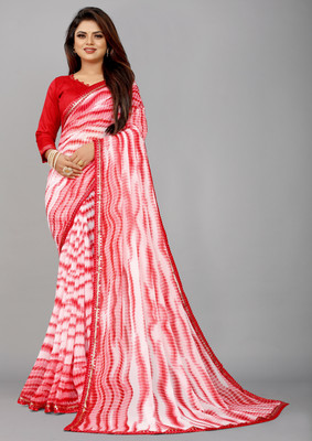 Georgette Saree Printed Bollywood Georgette, Chiffon Saree(Red)