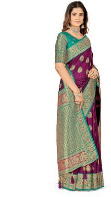 Tasrika Printed Banarasi Pure Silk Saree(Green)