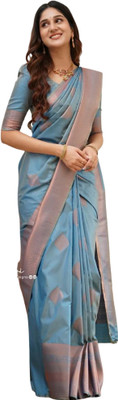 GATISHVAM TEXTILE Self Design Banarasi Art Silk Saree(Grey)