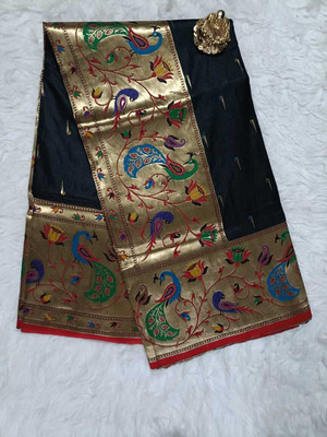 SEMORE Woven Paithani Art Silk, Jacquard Saree(Multicolor)