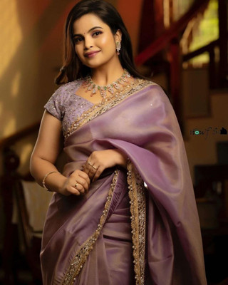 Naaari Embellished, Embroidered Bollywood Net, Silk Blend Saree(Pink)