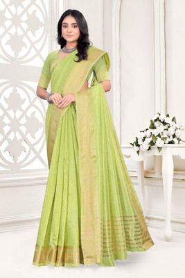 GEETA LIFE STYLE Self Design, Woven Daily Wear Cotton Blend Saree(Green)