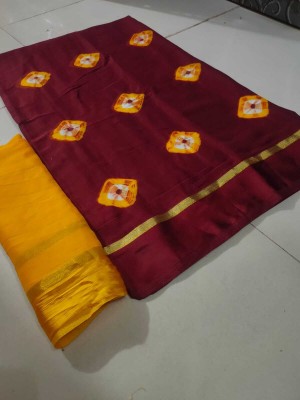 EMMANUEL TRADERS Printed Bandhani Chiffon Saree(Maroon)