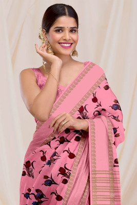 DHARMRAJ ENTERPRISE Floral Print, Printed Daily Wear Tussar Silk Saree(Multicolor)