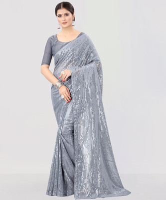 Clemira Embellished Bollywood Georgette Saree(Grey)