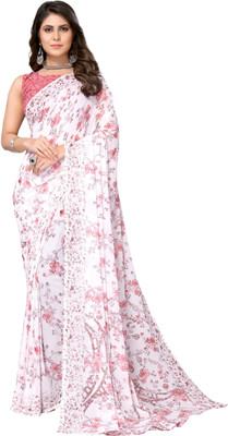 Priyashi Floral Print Daily Wear Georgette Saree(Pink)