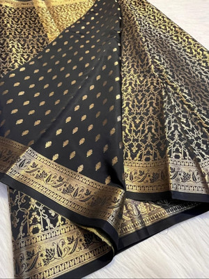 Imranansari Woven Banarasi Jacquard Saree(Black)
