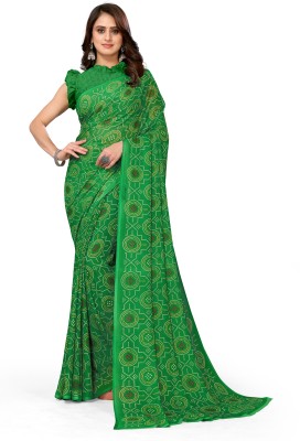 Madhur milan Printed Daily Wear Georgette Saree(Green)