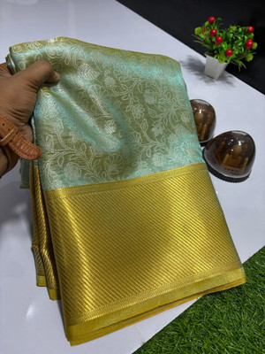 Amaan Woven Banarasi Tissue Saree(Green)