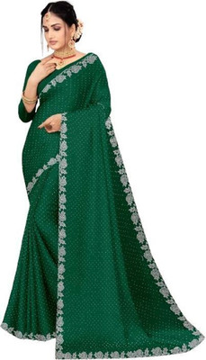 SHYAM TEX Embroidered, Embellished Bollywood Pure Silk, Art Silk Saree(Green)