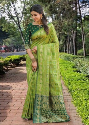 Shopwell Woven Patola Cotton Silk, Jacquard Saree(Multicolor)