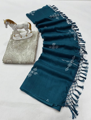 Apnisha Printed Banarasi Pure Silk Saree(Dark Blue)