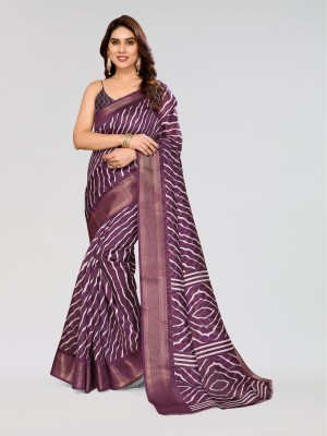 Hema Silk Mills Printed Bollywood Cotton Silk Saree(Purple)