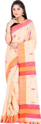 SAYAN CREATION Self Design Handloom Pure Cotton Saree(Brown)