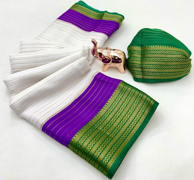 Ruhabs Woven Bollywood Silk Blend Saree(Purple)
