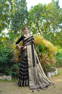 KOTHARI BS Solid/Plain Bandhani Organza Saree(Black)