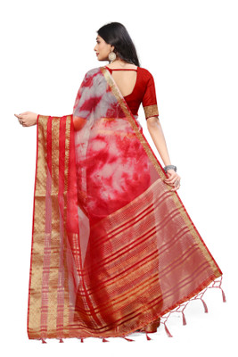 Aarunika LGF Woven Bollywood Organza Saree(Red)