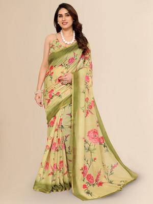 Moda Rapido Printed Bollywood Silk Blend Saree(Green)