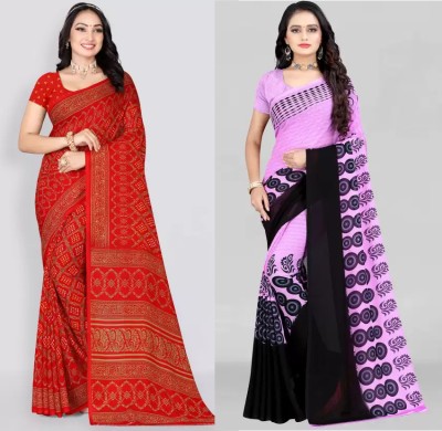 Leelavati Printed Daily Wear Georgette Saree(Pack of 2, Multicolor)