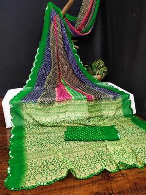 HouseOfCommon Ombre Bollywood Georgette Saree(Green)