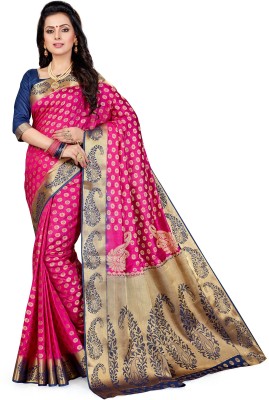 M.S.RETAIL Self Design Kanjivaram Silk Blend Saree(Pink)