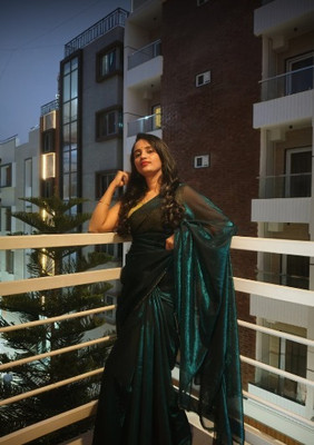 Amavii Solid/Plain Bollywood Georgette Saree(Light Green)