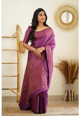 KP CREATION Self Design Daily Wear Jacquard Saree(Purple)