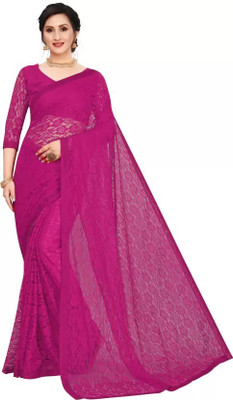 Suali Self Design Bollywood Net Saree(Pink)