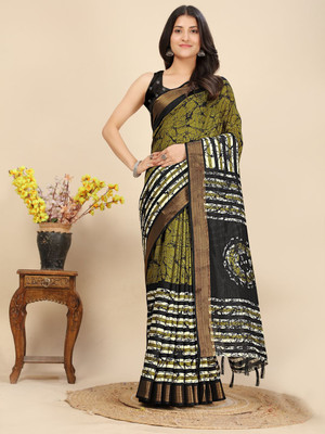 HouseOfCommon Dyed Handloom Art Silk Saree(Green)