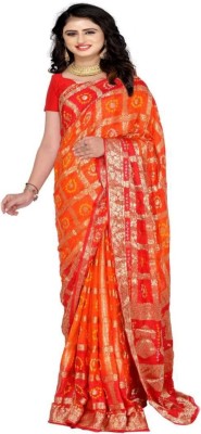 SHUBHA CREATION Woven Bandhani Art Silk Saree(Orange)