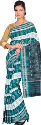 handloom paridhaan Printed Sambalpuri Pure Cotton Saree(Green)
