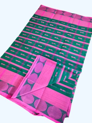 Maasaree Self Design Tant Pure Cotton Saree(Light Green, Pink)