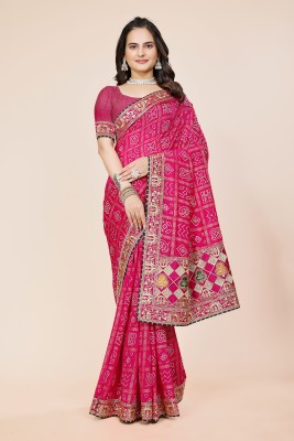 Tejal Creation Embroidered Bollywood Georgette Saree(Pink)