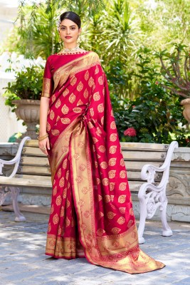 Sariya Woven Banarasi Jacquard, Silk Blend Saree(Pink)