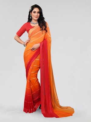 Moda Rapido Dyed Daily Wear Satin Saree(Red, Orange)