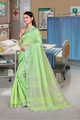 Feminista Self Design, Woven Daily Wear Cotton Silk Saree(Light Green)