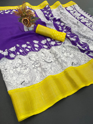 Aika Digital Print Daily Wear Art Silk Saree(Purple)