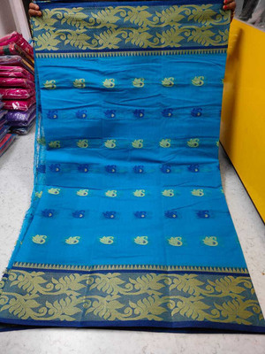 Ghosh handloom Self Design Tant Pure Cotton Saree(Light Blue)