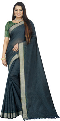 JS Clothing Mart Self Design Chanderi Cotton Silk Saree(Green)