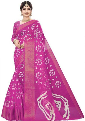 GHFASH Printed Daily Wear Pure Cotton Saree(Purple)