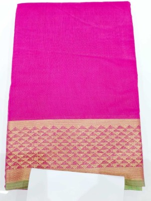 KESARSAREESS Solid/Plain Tant Cotton Blend Saree(Pink)