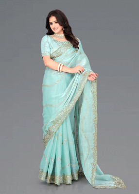 AVIRAT DESIGNER STUDIO Embroidered Bollywood Georgette Saree(Blue)