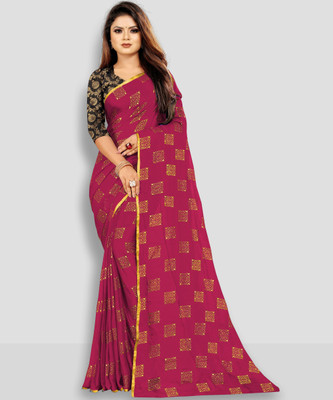 RHEY Printed Bollywood Chiffon Saree(Pink)