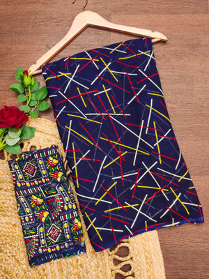 kashvi sarees Printed Daily Wear Georgette Saree(Pack of 2, Blue)