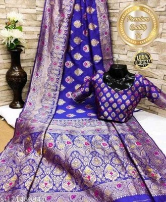 Dornick Woven Bollywood Cotton Silk Saree(Blue)