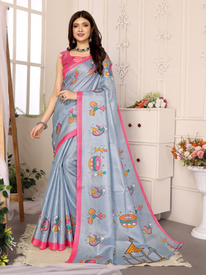 Divastri Printed Bollywood Art Silk Saree(Grey)